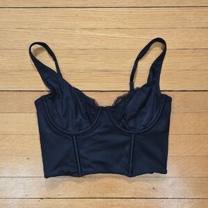NWT, Abercrombie & Fitch, Lace and Satin Balconette Corset, Black, Women's S